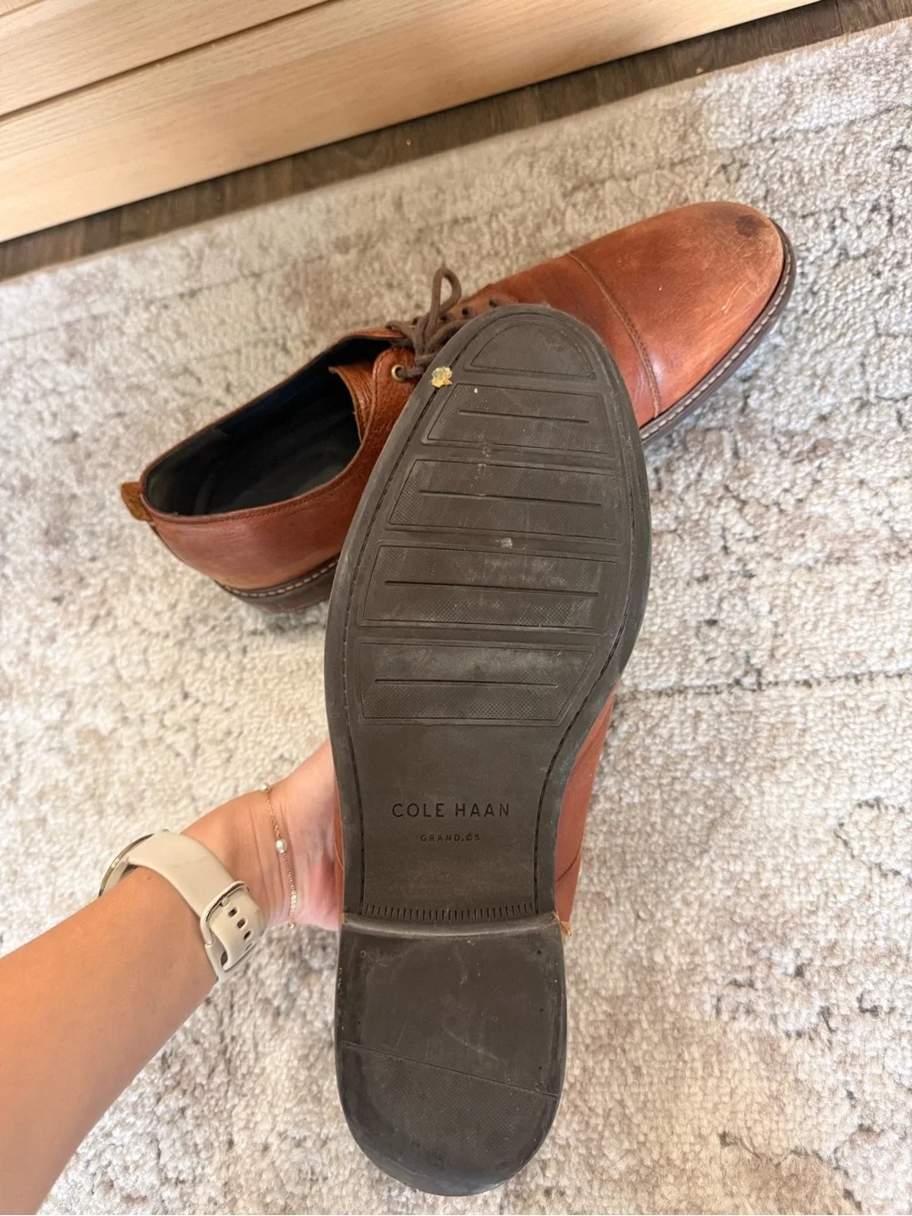 Cole Haan Men’s Brown Leather Oxfords with Black Soles